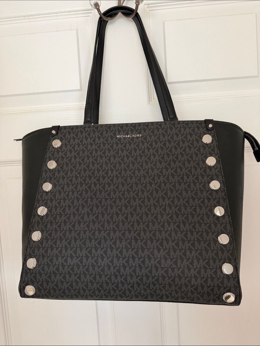 Michael Kors Black Logo Studded Tote